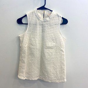 JCrew 2P White Eyelet Sleeveless Blouse